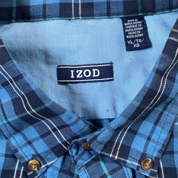 IZOD Men's Plaid Button Down Long Sleeve Shirt Blue Navy White Green -‎ XL EUC - Picture 5 of 10
